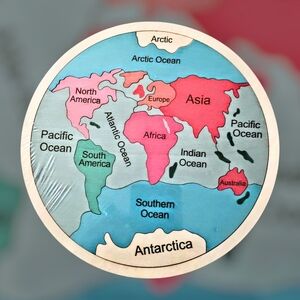 7 Continents & 5 Oceans of The Earth Wooden Jigsaw Puzzle for Kids